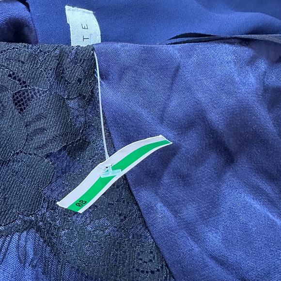 Socialite Satin Lace Sleeveless Bodysuit Racer Back Tank Top Black Blue S NWT - Picture 12 of 13